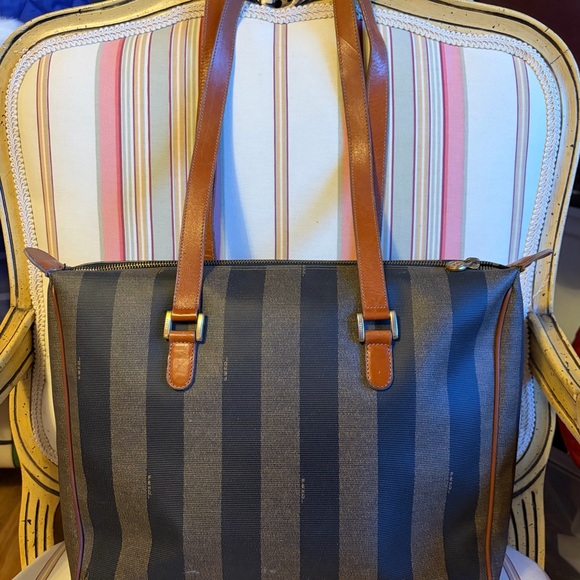 Beautiful Fendi Pequin Striped Tote - Picture 5 of 12